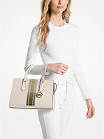 Sheila Medium Signature Logo and Metallic Satchel