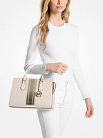 Sheila Medium Signature Logo and Metallic Satchel