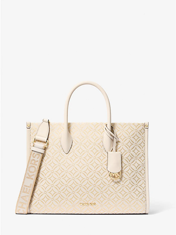 Bolso de mano Mirella mediano de jacquard con logotipo metálico