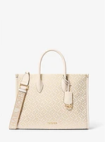 Bolso de mano Mirella mediano de jacquard con logotipo metálico