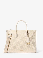 Mirella Medium Metallic Logo Jacquard Tote Bag