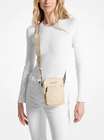 Jet Set Medium Metallic Logo Jacquard Crossbody Bag