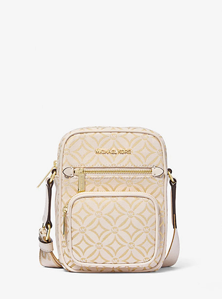 Jet Set Medium Metallic Logo Jacquard Crossbody Bag