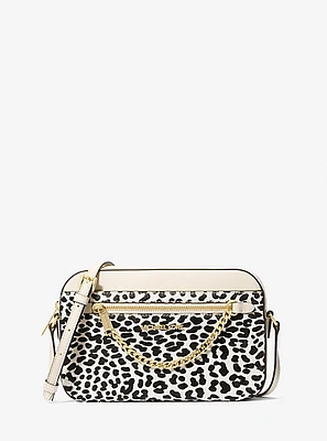 Jet Set Large Leopard-Print Calf Hair Crossbody Bag