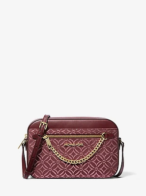 Jet Set Large Metallic Logo Jacquard Crossbody Bag