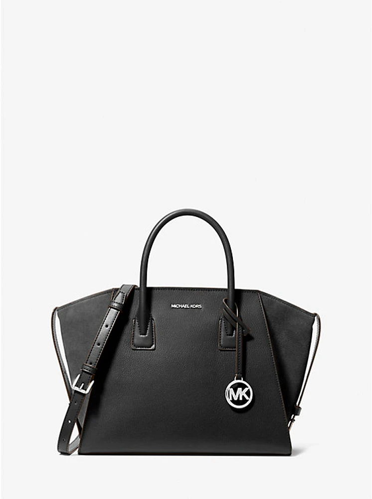 Avril Large Leather and Suede Satchel