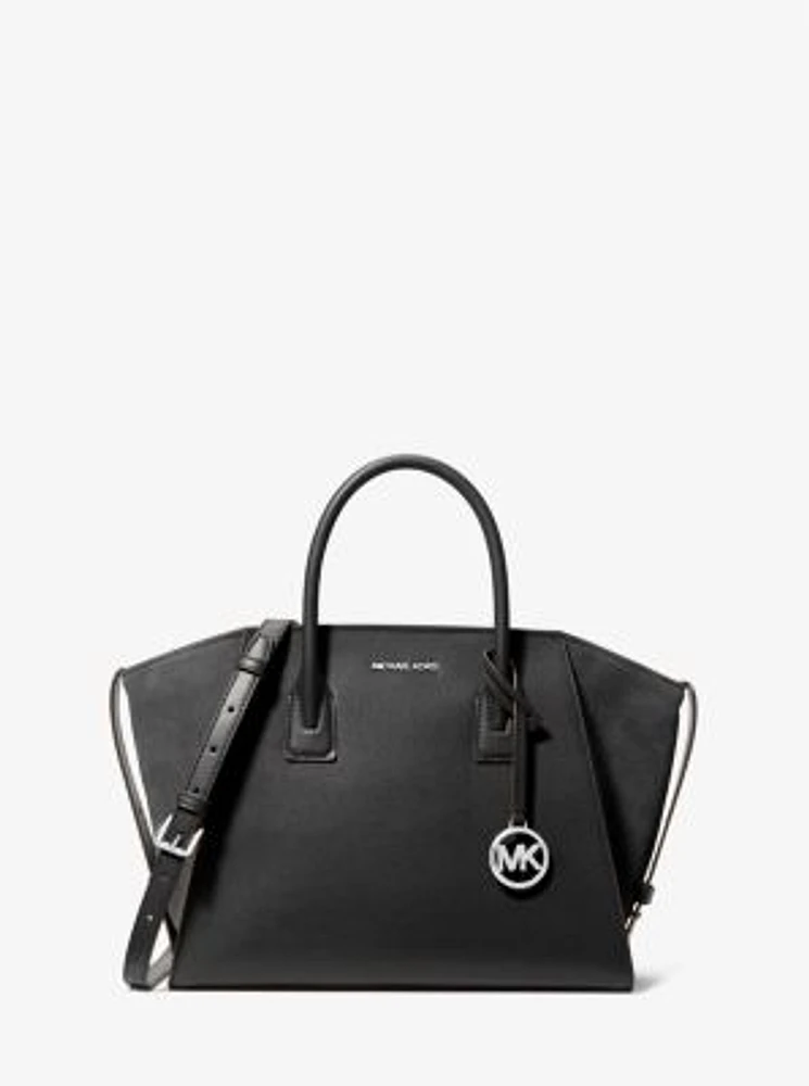 Avril Large Leather and Suede Satchel