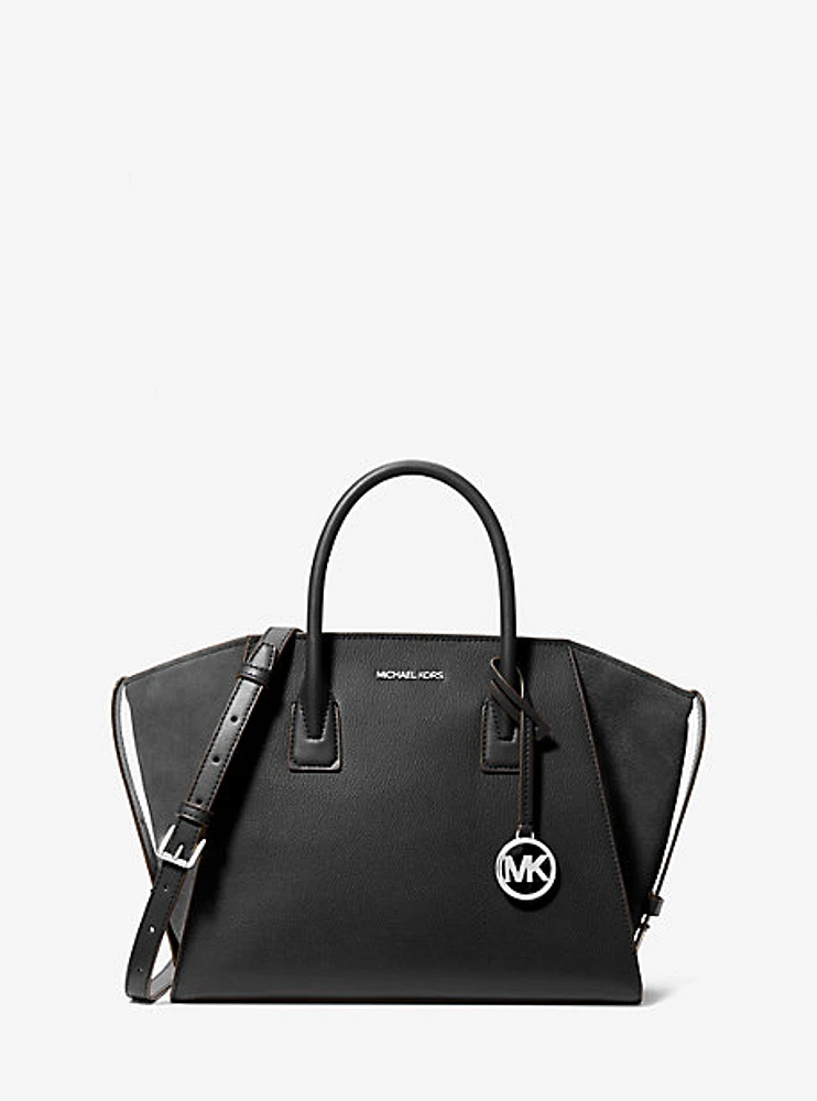 Avril Large Leather and Suede Satchel