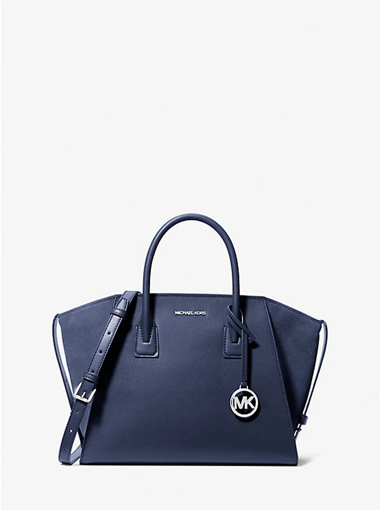 Bolso satchel Avril grande de piel y gamuza