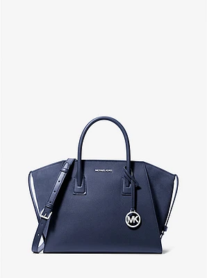 Bolso satchel Avril grande de piel y gamuza