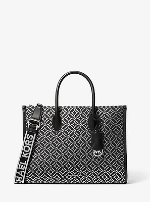 Mirella Medium Metallic Logo Jacquard Tote Bag