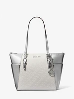 Charlotte Large Signature Logo and Metallic Tote Bag