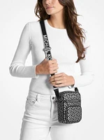 Jet Set Medium Metallic Logo Jacquard Crossbody Bag