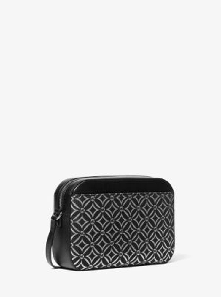 Jet Set Large Metallic Logo Jacquard Crossbody Bag