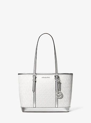 Jet Set Travel Small Metallic Logo Top-Zip Tote Bag