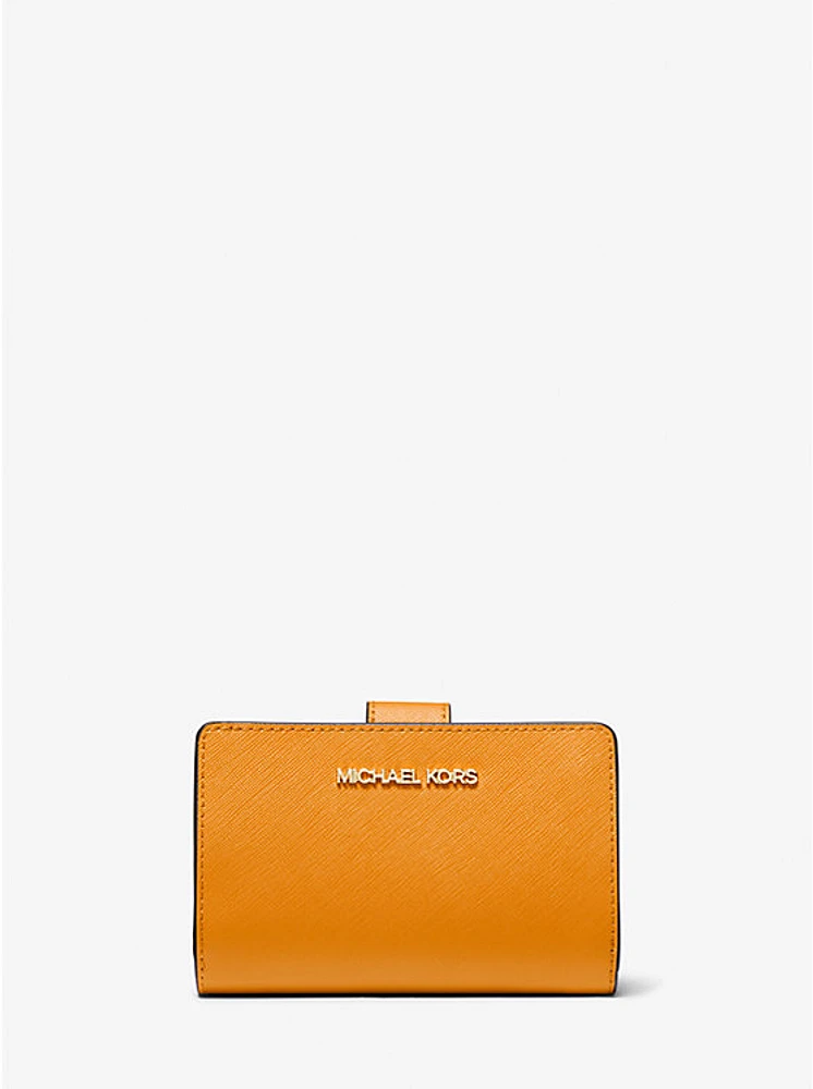 Cartera mediana de piel grano cruzado