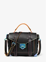 Manhattan Medium Contrast-Trim Leather Satchel