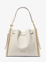 Mina Large Signature Logo Chain Shoulder Bag