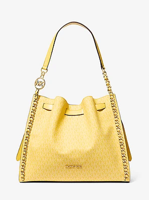 Mina Large Signature Logo Chain Shoulder Bag