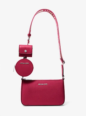 Bandolera Jet Set pequeña de piel saffiano con estuche para Apple Airpods Pro®