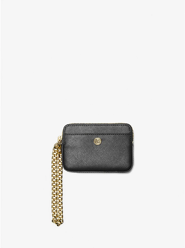 Medium Saffiano Leather Chain Card Case