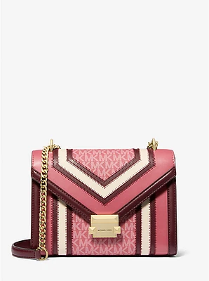 Bolso de hombro Whitney mediano con bloques de color y logotipo Signature