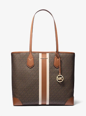 Bolso tote Eva grande de rayas con logotipo de la marca