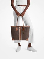 Eva Large Signature Logo Stripe Tote Bag