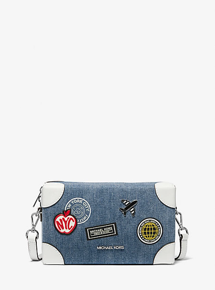 Jeanie Small Embellished Denim Crossbody Bag