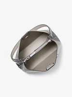 Pratt Medium Studded Metallic Patchwork and Signature Logo Shoulder Bag