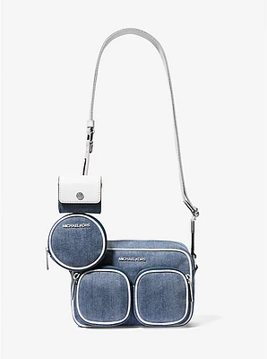 Jet Set Medium Denim Crossbody Bag with Case for Apple Airpods Pro