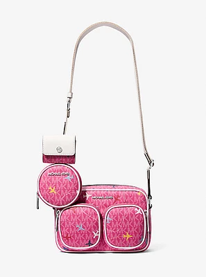 Jet Set Large Printed Signature Logo Crossbody Bag