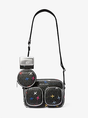 Jet Set Large Printed Signature Logo Crossbody Bag