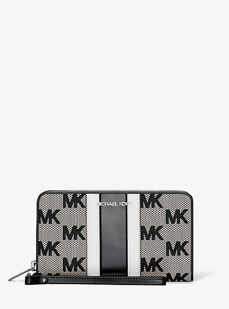 Jet Set Travel Large Striped Logo Jacquard Smartphone Wristlet
