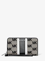 Jet Set Travel Large Striped Logo Jacquard Smartphone Wristlet