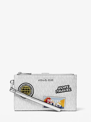 Jet Set Travel Large Embellished Signature Logo Wristlet