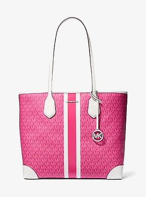 Eva Large Signature Logo Stripe Tote Bag