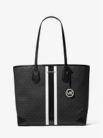 Eva Large Signature Logo Stripe Tote Bag