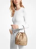 Reed Medium Studded Pebbled Leather Bucket Bag