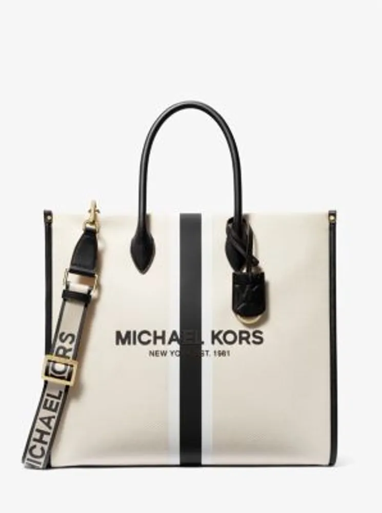 Michael Kors Ladies Heidi Large Stripe Canvas Tote Bag- Luggae