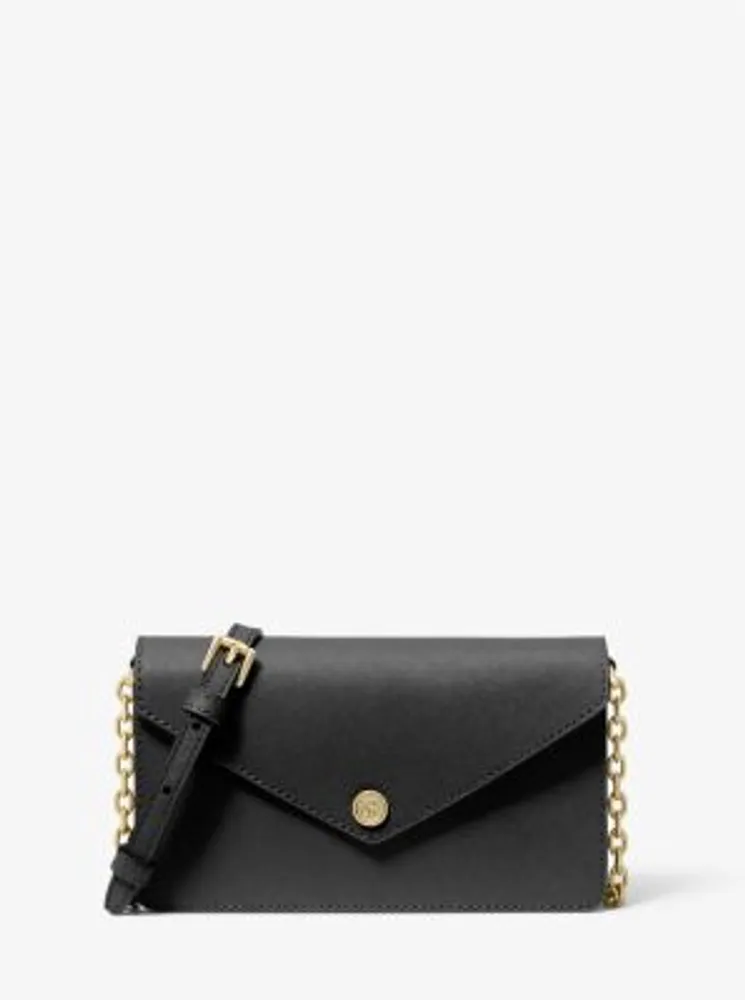 Small Saffiano Leather Envelope Crossbody Bag