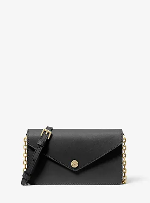 Small Saffiano Leather Envelope Crossbody Bag