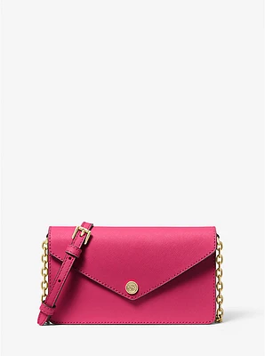 Small Saffiano Leather Envelope Crossbody Bag