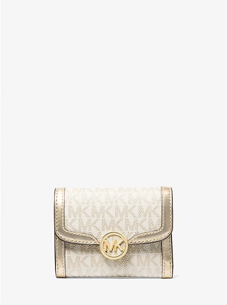 Leida Medium Metallic Signature Logo Wallet