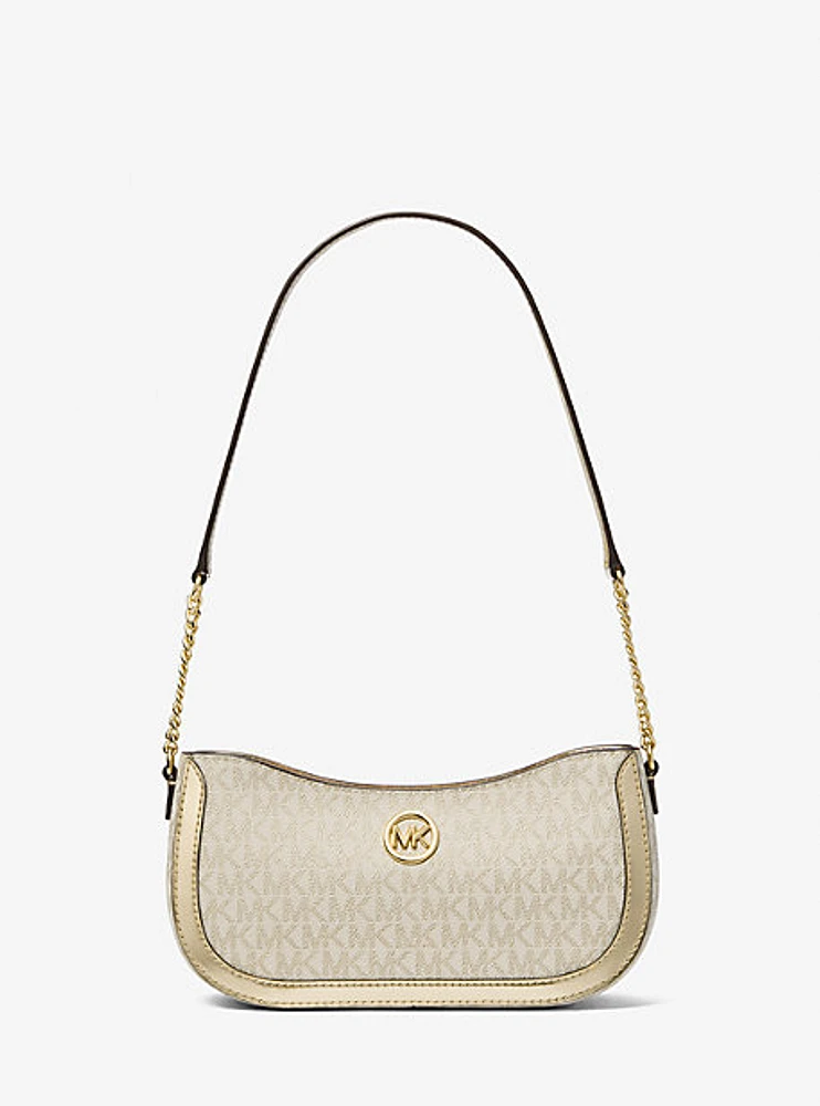 Leida Small Metallic Signature Logo Pochette