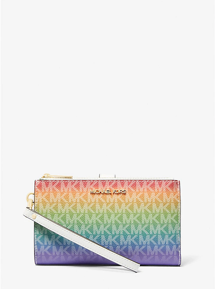 Billetera Jet Set para teléfono grande de arcoíris con logotipo