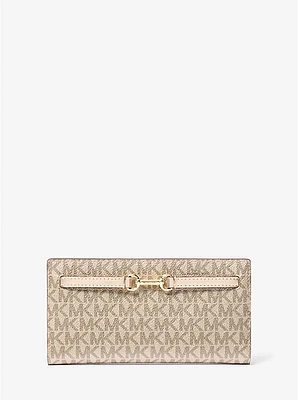 Billetera Carson grande metalizada con logotipo de la marca