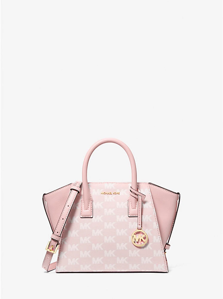 Bolso satchel Avril en Jacquard pequeño con logotipo exclusivo