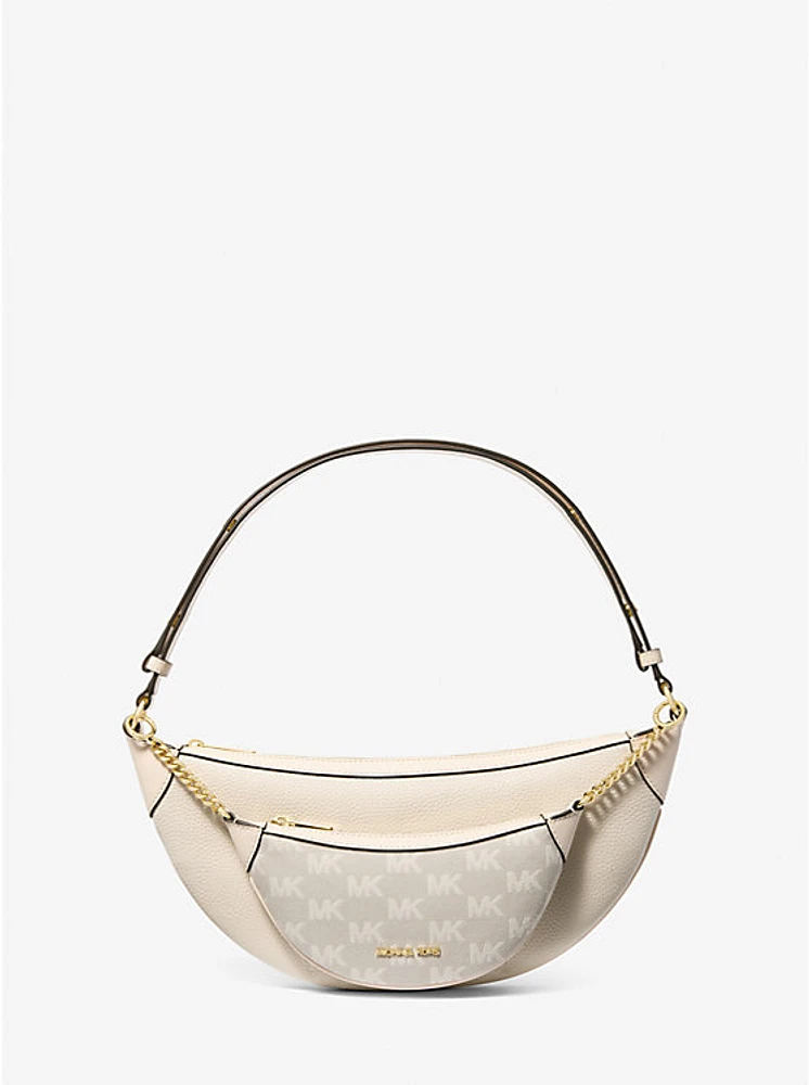Hollis Medium 2-in-1 Pebbled Leather and Logo Jacquard Shoulder Bag