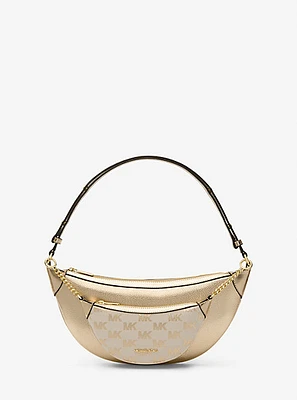 Hollis Medium 2-in-1 Metallic Leather and Logo Jacquard Shoulder Bag